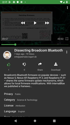 Thorium a PeerTube client